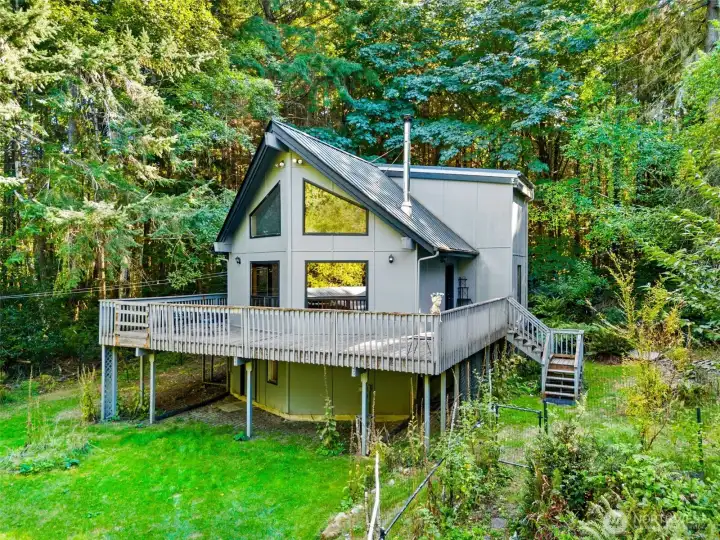 Chalet/prow design that is so popular in the PNW allows lots of light in the interior and is a desirable design