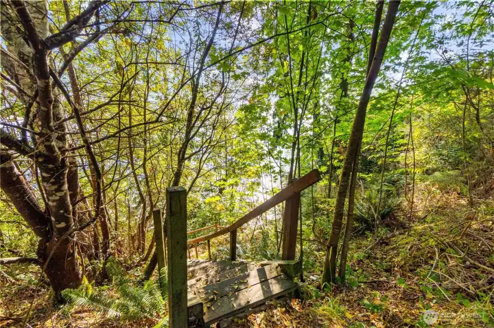 Path to the beach and stairs leading down