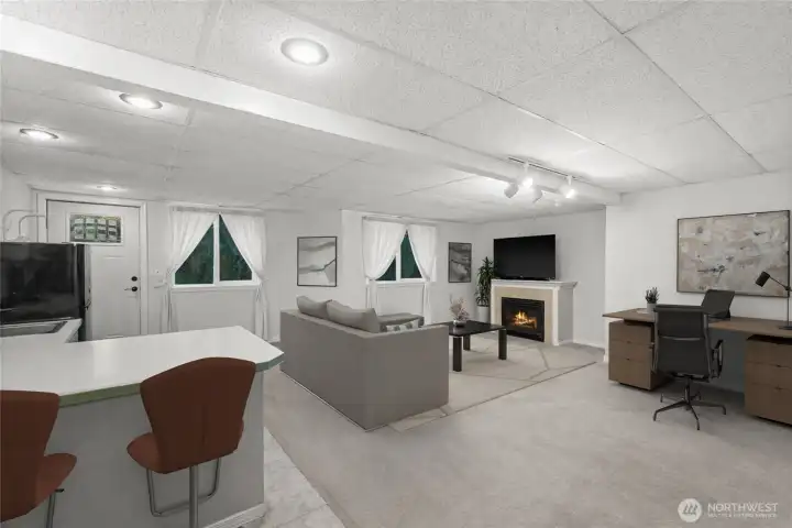 Downstairs Living Room with Wet Bar