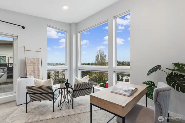 The top floor bonus room was built to capture light and views.
