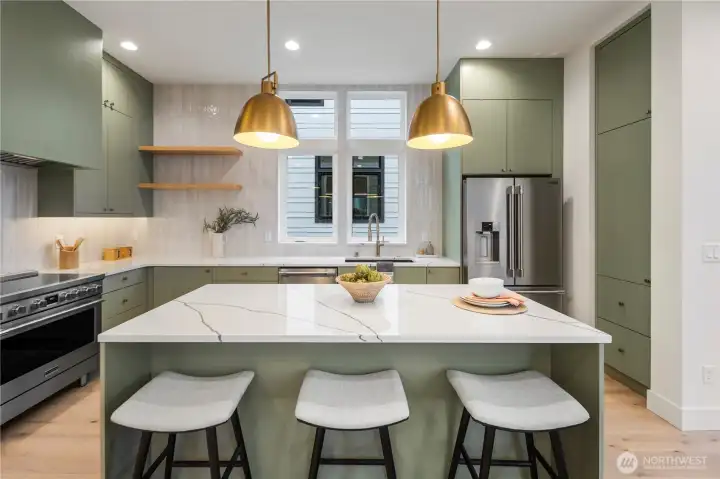 Huge mid kitchen Island with seating and plenty of storage