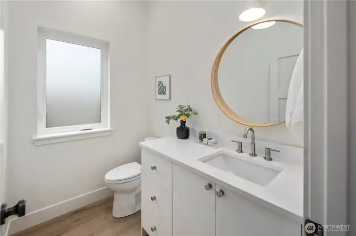 Spacious powder room on main level
