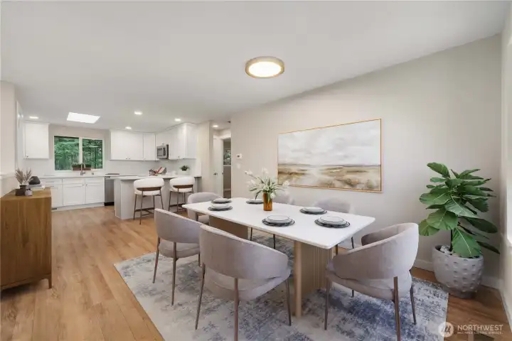 Virtually staged dining area.