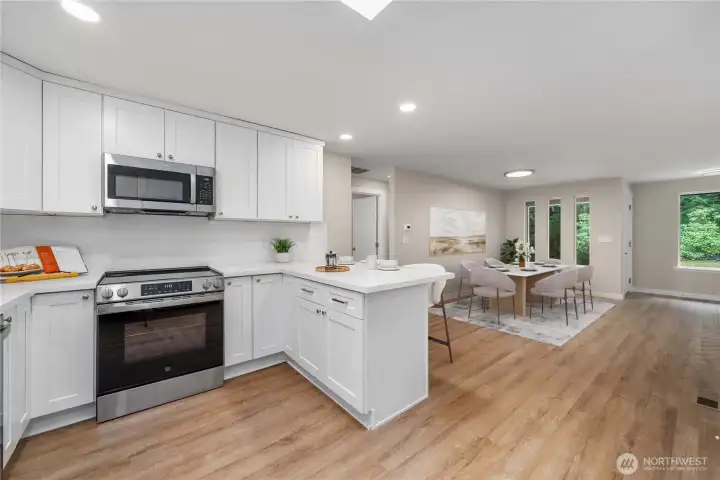 Virtually staged dining area.
