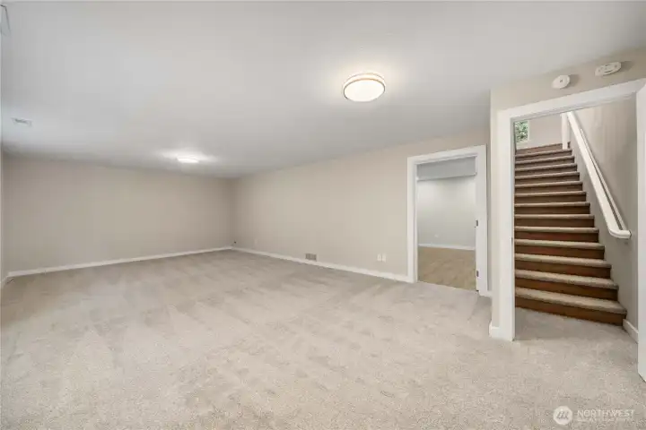 This Bonus room is large enough for media, games, even a pool table! The room on the left of the stairs would make a great office or hobby room.