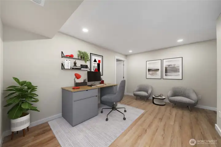virtually staged as office.