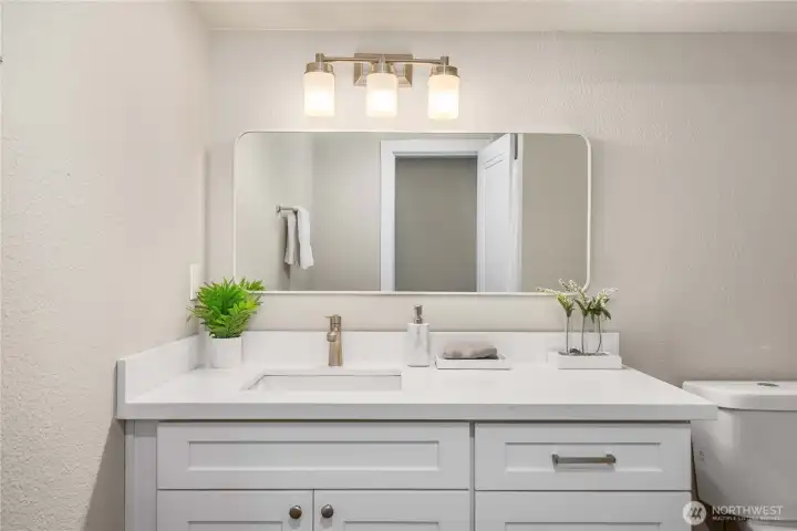 3/4 bath on the lower level.