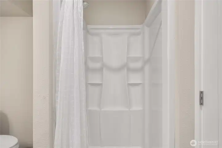 Shower in the 3/4 bath on the lower level.