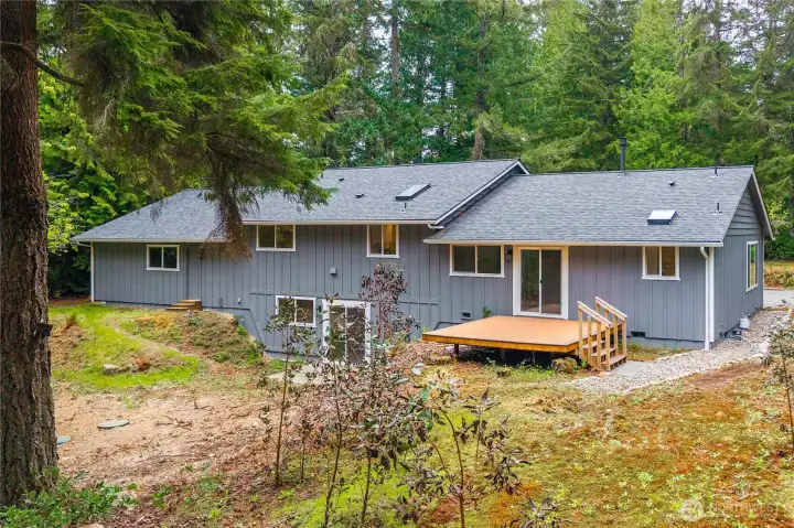 The back view of the home.