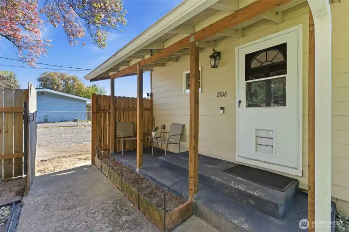Front porch towards gate to parking