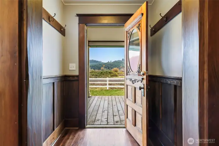 Your entryway gives you a spot to remove shoes and hang coats as you come in.
