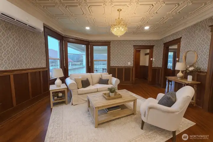 Virtually staged living room