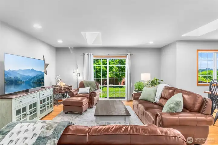 Sliding Glass doors take you to the backyard