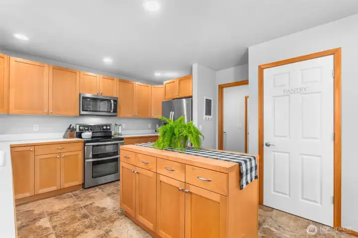 Plenty of kitchen storage, and pantry