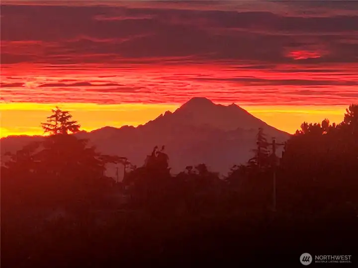 Enjoy sunrise views over Mt. Baker
