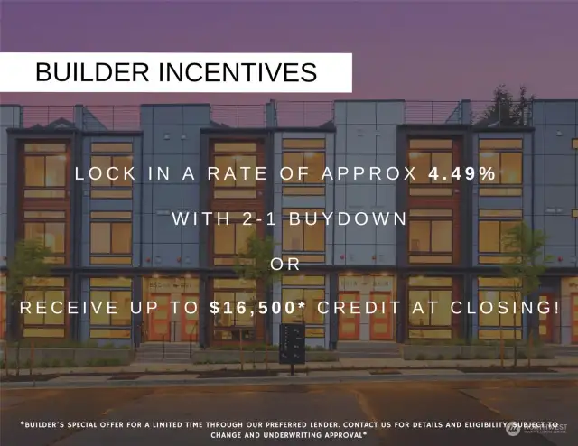 Limited time offer - builder incentives!