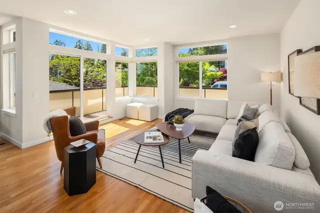 West facing, light filled living room