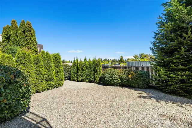 East facing sunny backyard