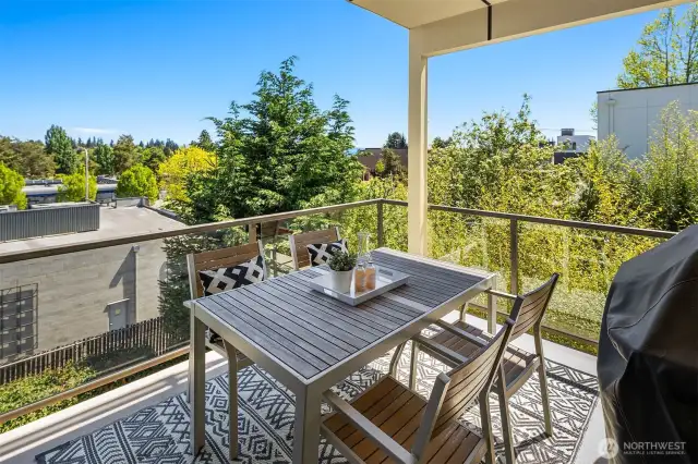 Deck off living area with grill