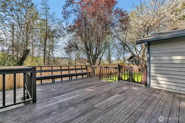 Enjoy summer days and evenings on this large deck there is also a patio.