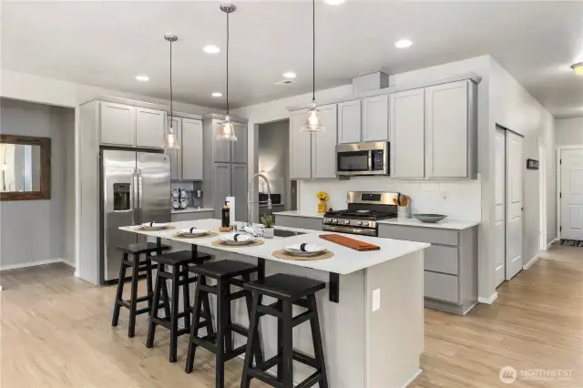 Quartz countertops, premium cabinetry, and stainless appliances -- luxury and functional in one BEAUTIFUL kitchen.