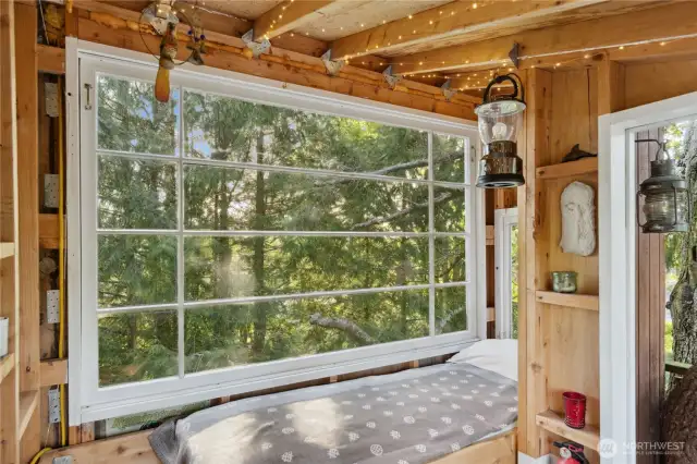 View from inside the well constructed treehouse.