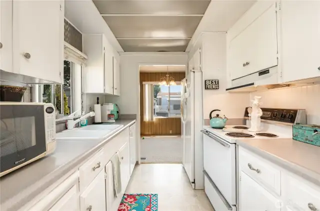 Galley-style kitchen.