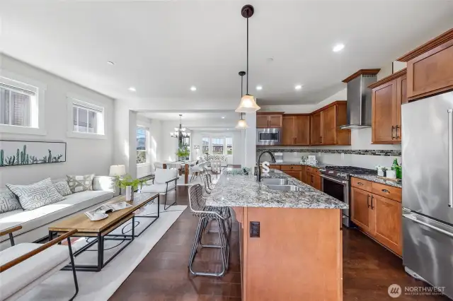 Kitchen with stainless steel appliances and center island.