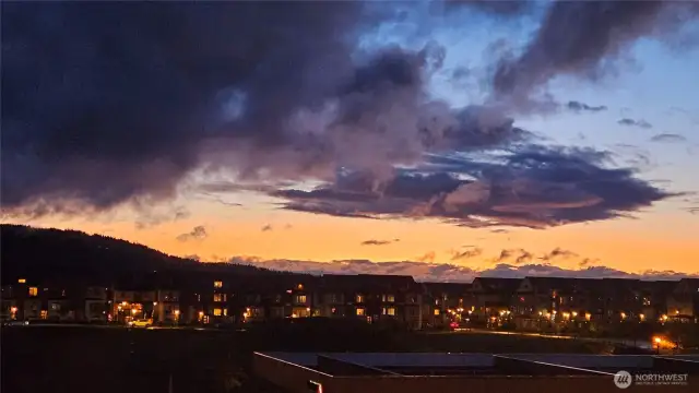 View of sunset from west-facing windows.