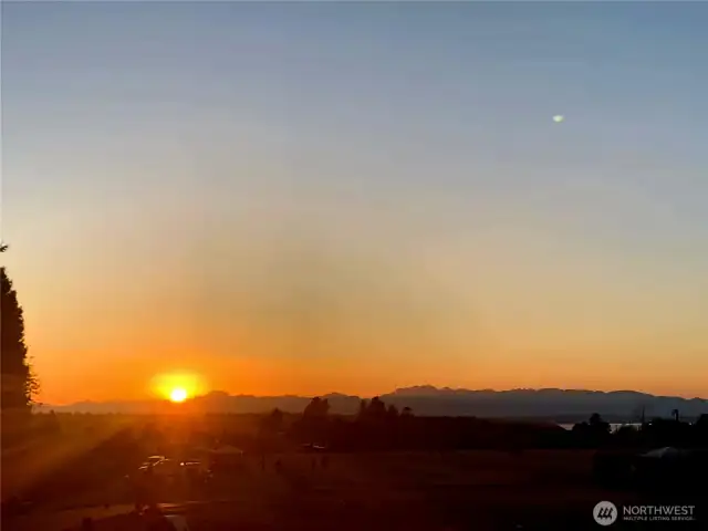 View of sunset from west-facing windows.