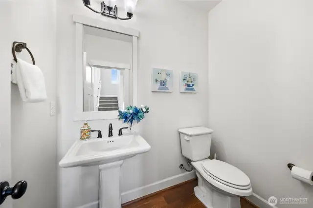 Powder room on main level.