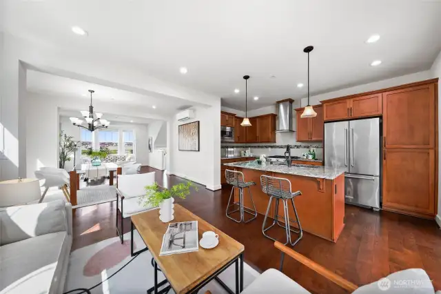 Family room and kitchen.
