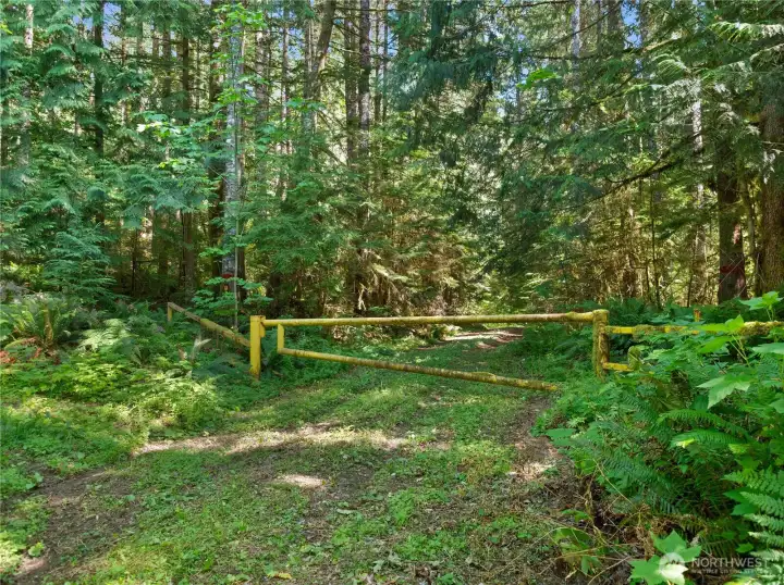 Gate to Gifford Pinchot National Forest. Photos are representative of the overall property and may not reflect the unique features of each individual lot.