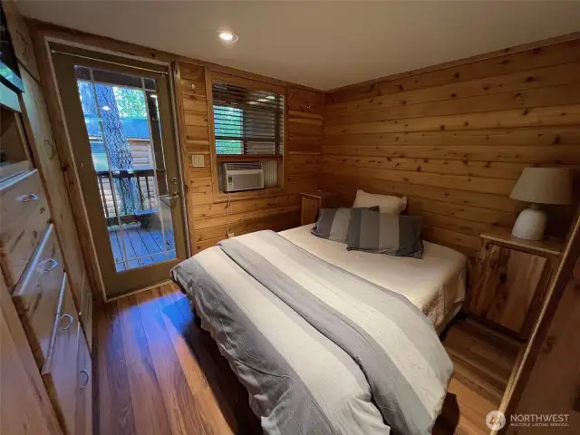 BEDROOM ON MAIN FLOOR, FITS QUEEN BED, BUILT IN DRAWS AND CLOSETS