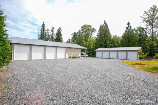 With 2 shops and an attached 4-car garage, there is covered parking for 17+ vehicles!