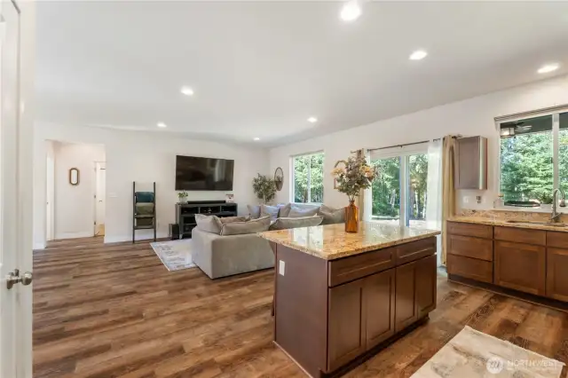 Laminate flooring throughout the home- no carpet!