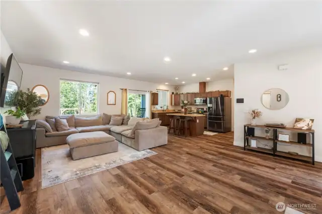 Functional large space allows for a variety of options for furniture arrangement.