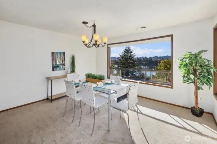 Dining room with beautiful view of the bay.