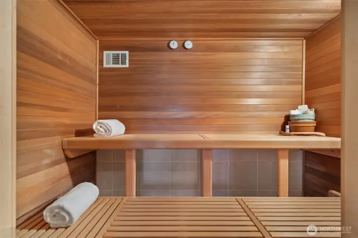 sauna in bonus room with adjacent ful bath