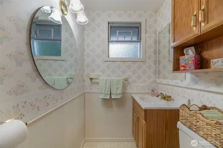 Upper level .5 bath with room for future expansion.