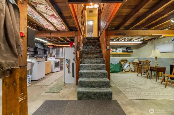 Bring your ideas for this unfinished basement. Easily gain sweat equity by finishing the space. Bathroom, Family room, Bedroom?  Whatever can be imagined with 7+ foot ceilings.  No steep or awkward stair cases in this home.
