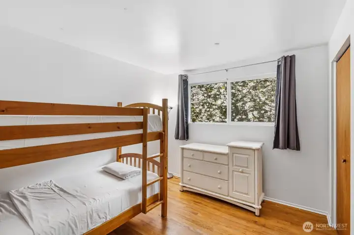 Bedroom #2 overlooks back yard