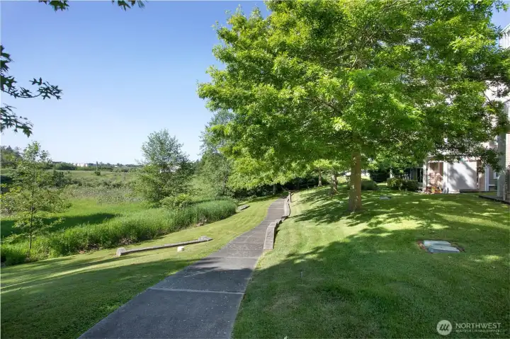 This home backs up to a greenbelt with a pond and walking trails.