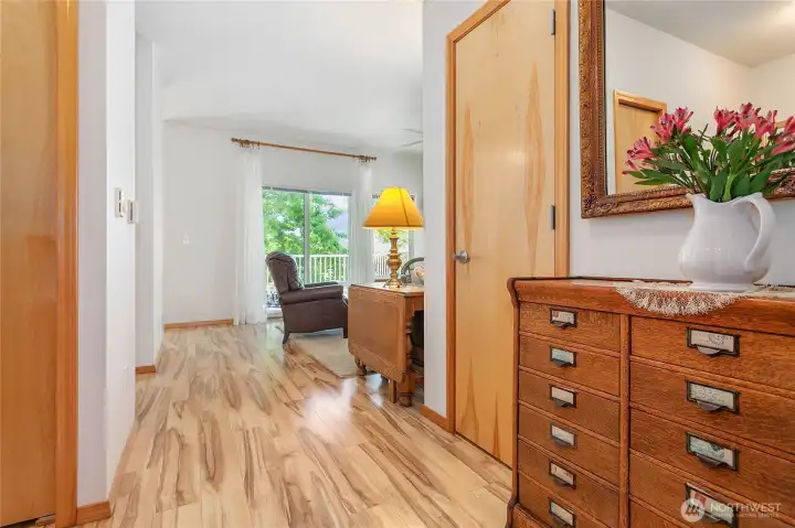 This is the view from the front entry looking into the living room.
