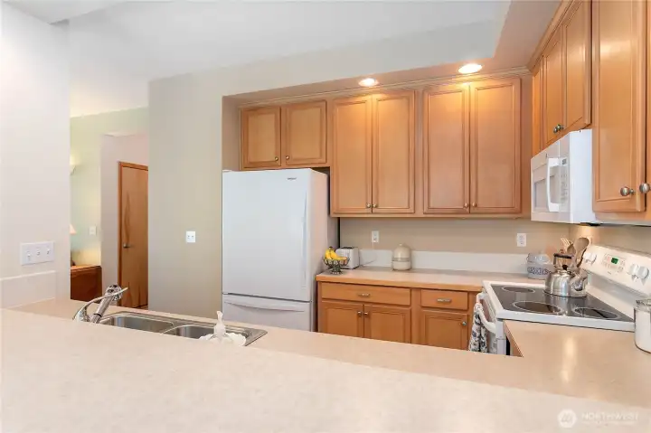 There is a nice amount of counter space for food prep and serving.