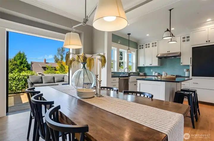 Formal Dining area with French doors to   the entertainment deck