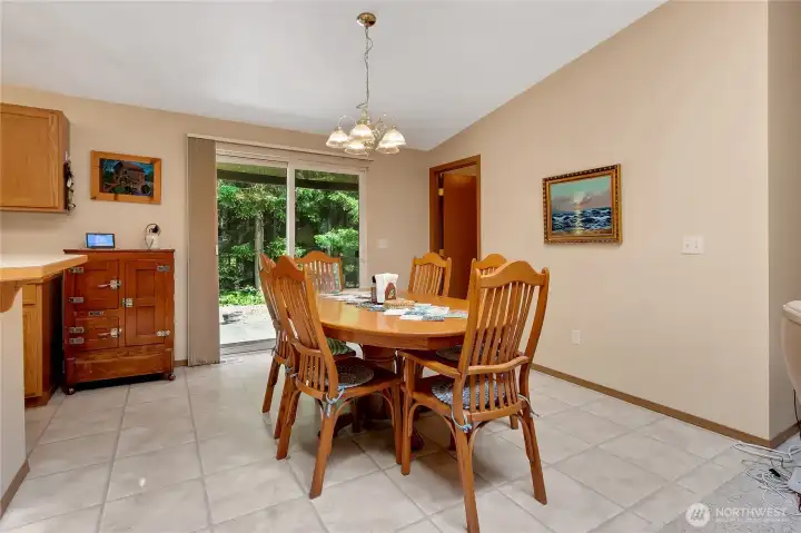 Dining room off kitchen.  Sliders to back yard