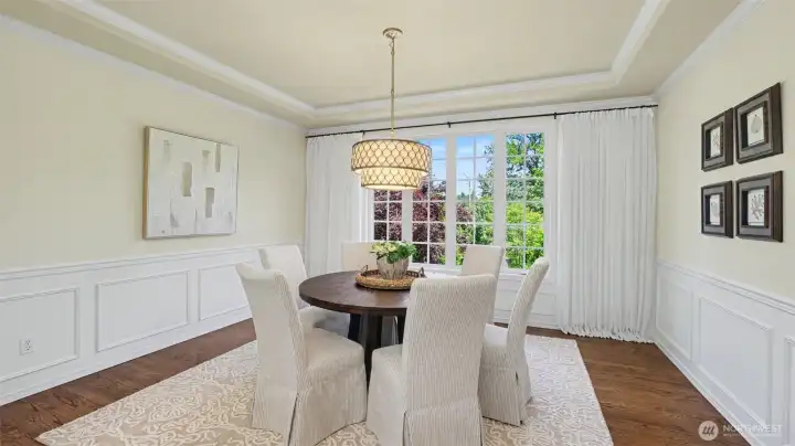 Hardwood flooring can be found throughout most of the main level. Generous views of expansive backyard. Hardwood flooring can be found throughout most of the main level. Generous views of expansive backyard.