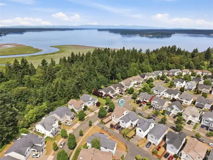 Birdseye view of the home nestled quaintly in DuPont