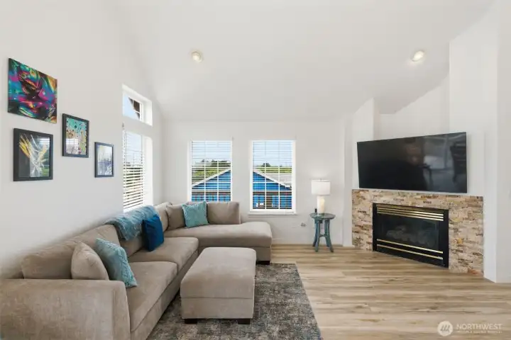 Open and airy vaulted living room.